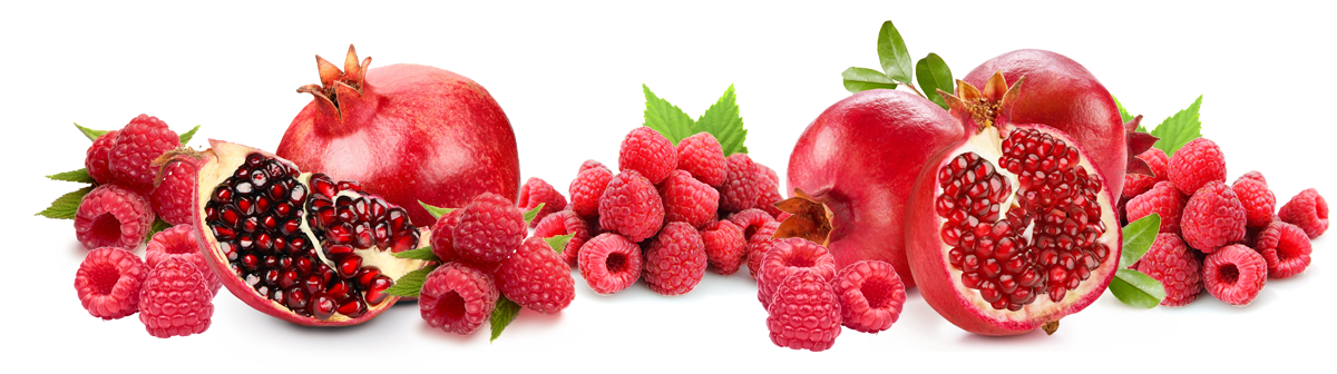 Raspberries Pomegranates